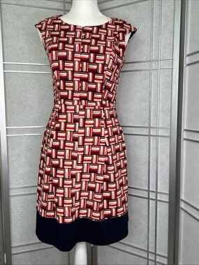 Enfocus Studio Dress Navy Blue/Red block Size 10
